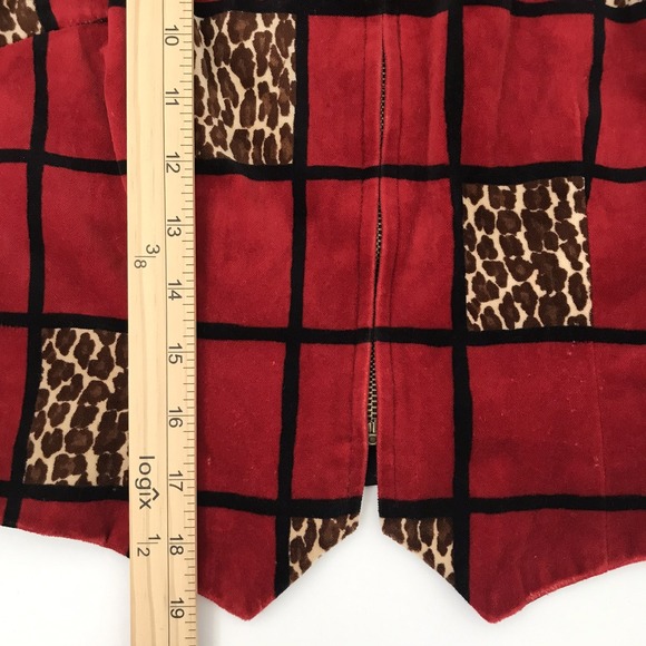 Vintage TAPP New York Vest Artsy Mixed Media Animal Print Boho Velour Corduroy - Picture 15 of 16